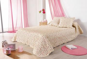 Cuvertura pat crem cu floricele 5062 Fanny 230x250 cm