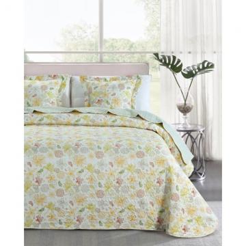 Cuvertura pat galbena flori 7840 Loana 235x270 cm