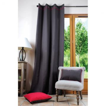 Draperie gri bumbac Duo Gris/Fuchsia 135x250 cm