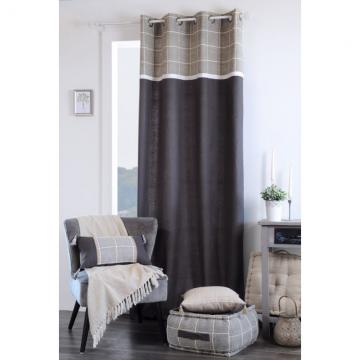 Draperie gri carouri Glaris Taupe 140x260 cm