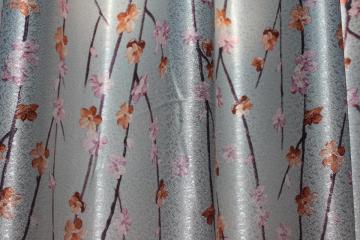 Draperie matase flori mov turcoaz