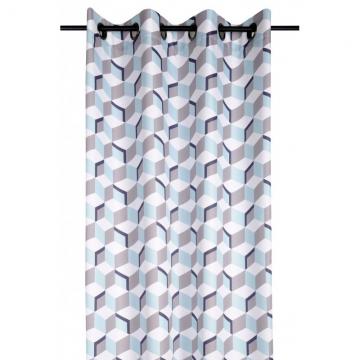 Draperie moderna cuburi turcoaz Stairs bumbac 135x260 cm