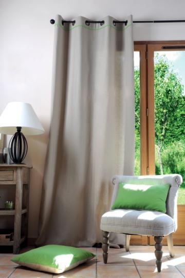 Draperie rustica bumbac Duo Lin/Vert 135x250 cm 