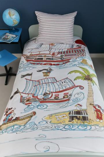 Lenjerie pat baieti pirati Pirate Ship 140x200/220 cm