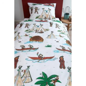 Lenjerie pat copii cu indieni Wigwam 140x200/220 cm