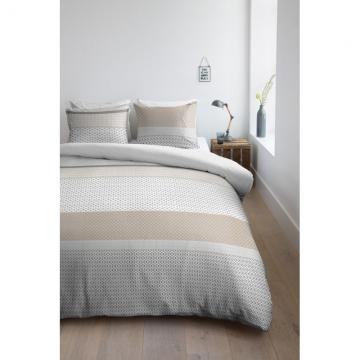 Lenjerie pat moderna satinata Aaron Sand 200x200/220 cm