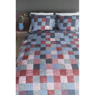 Lenjerie pat patrate colorate Juneau Bleu 200x200/220 cm