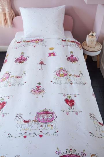 Lenjerie pat printese roz Princess Carriage 140x200/220 cm