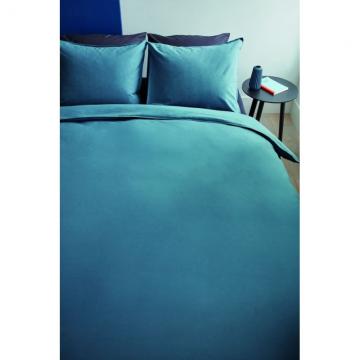 Lenjerie pat turcoaz inchis Basic Blue Grey 200x200/220 cm