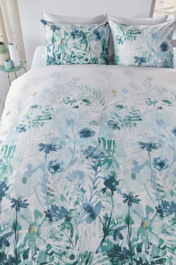 Lenjerie pat verde flori Madeira Green 200x200/220 cm