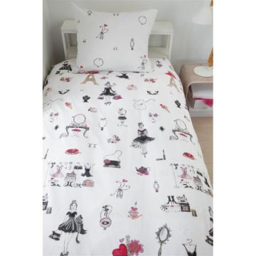 Lenjerie pentru pat fetite Paris Girl bumbac 140x200/220 cm