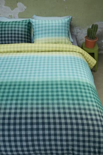 Lenjerie verde carouri pat Guana Green 200x200/220 cm