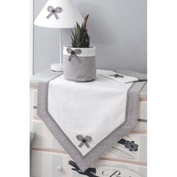 Napron alb gri pentru masa bumbac Charmelia Gris 50x150 cm