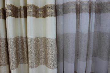 Perdea cristol si draperie set pe crem