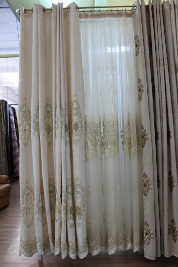 Perdea organza broderie fir lame si draperie set broderie