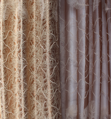 Perdea organza catifea maro cu draperie matase catifea maro