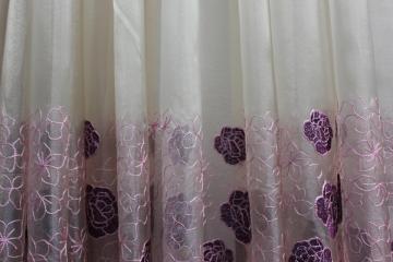 Perdea Set Organza broderie trandafiri mov