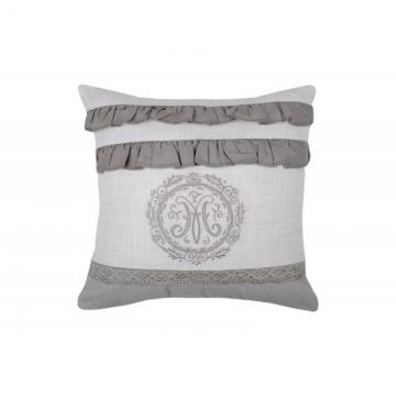 Perna gri brodata Marie Gris 40x40 cm