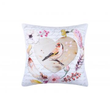 Perna pasare inima flori Charmelia Blanc Coeur 40x40 cm