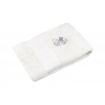 Prosop alb baie broderie bumbac Berengere Ecru 70x130 cm