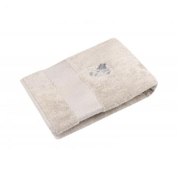 Prosop dus broderie bej inchis bumbac Berengere Lin 70x130 cm 